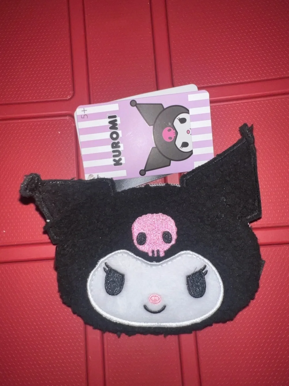Sanrio Kuromi Plush Coin Pouch - Black with Pink Accent